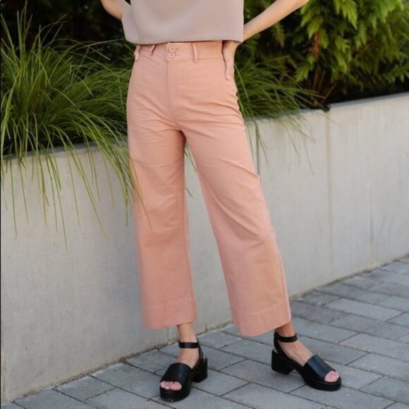 Apiece Apart Merinda Chino High Rise Wide leg Crop Pants Size 4 - Picture 1 of 9